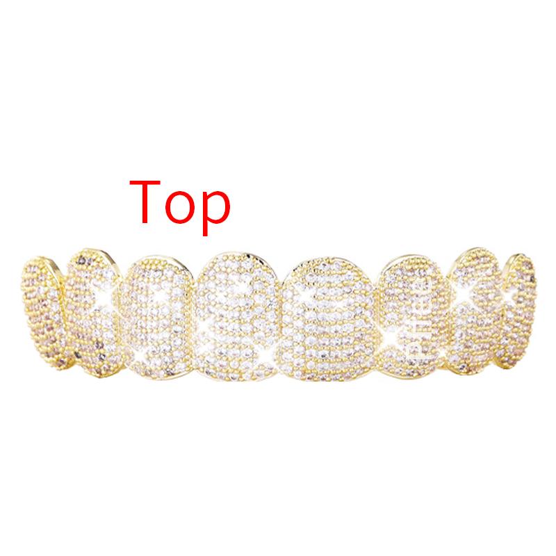 18K Gold Plated Tooth Rapper Jewelry Iced Out Grills For Women Men Hip Hop Teeth Grillz Rhinestones