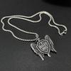 Opk Jewelry Vintage Titanium Steel Michael Sword Shield Pendant Angel Wings Cross Necklace