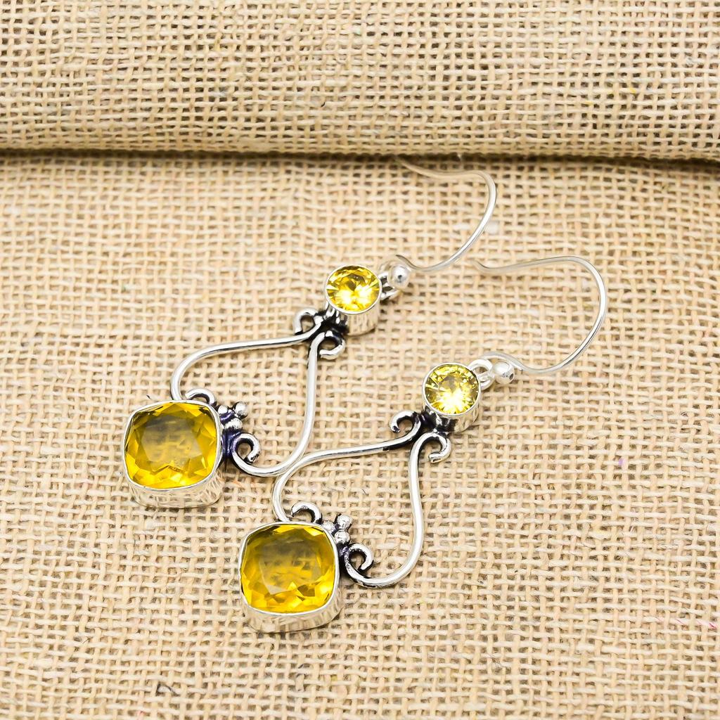 Citrine Earrings, 925 Solid Sterling Silver Gemstone Jewelry, Handmade Earrings, For Thanksgiving