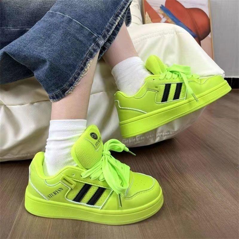 

Повседневная обувь Guochao оригинальная нишевая флуоресцентно-зеленая нишевая обувь-хлеб женская летняя новая обувь для скейтборда 40 флуоресцентный зеленый