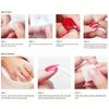24Pcs pink cat eye French nail patches, medium almond shape, decorated with golden lines, simple style, smooth surface, full cov