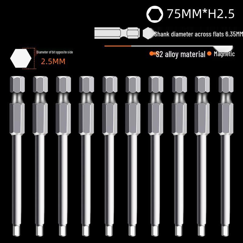 Hexagonal High Hardness S2 Bit Set for Pneumatic & Electric Screwdrivers