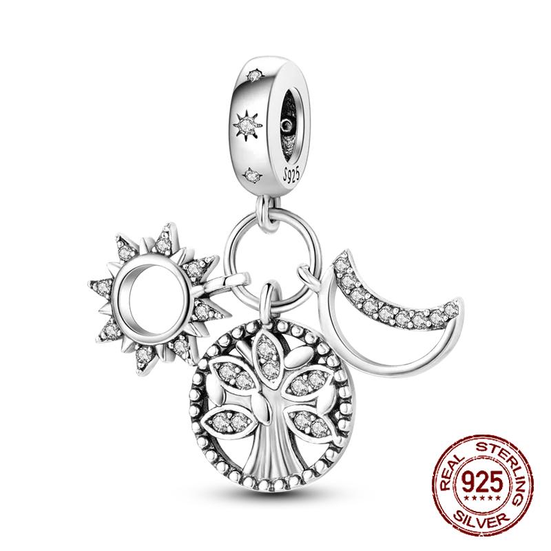 Inlaid Zircon Charm Beads Copper Color Love Heart Snake Dangle Fit Original Bracelet Charms Pendant Jewelry