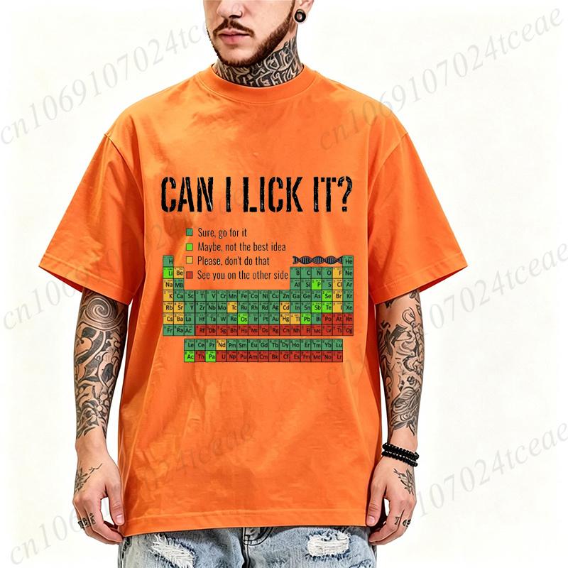 Can I Lick It Graphic T Shirt Unisex Oversized Loose Short Sleeve Tees Periodic Table Print Tshirts Fashion Casual Chemistry Tees