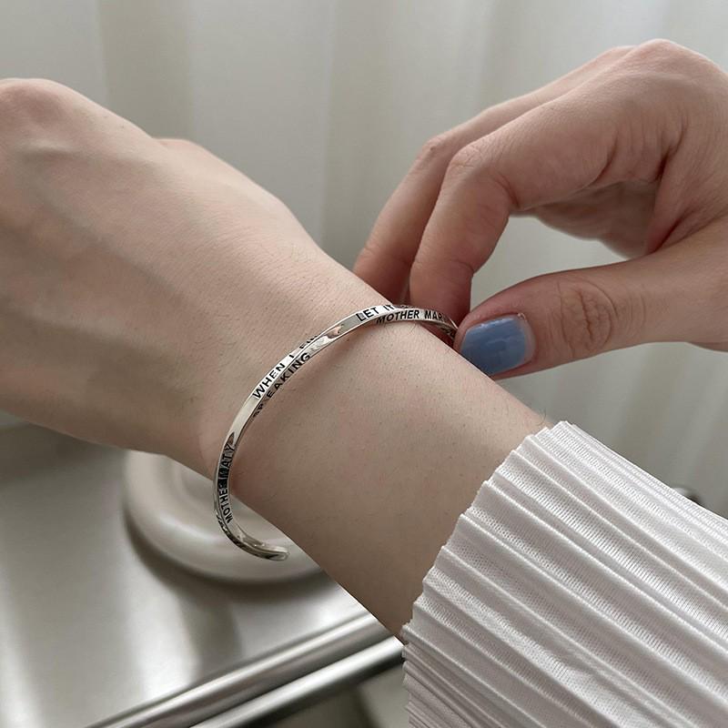Retro Braided Open Bangle: S925 Silver Plated Unisex Bracelet - Trendy Heavy Industry Design