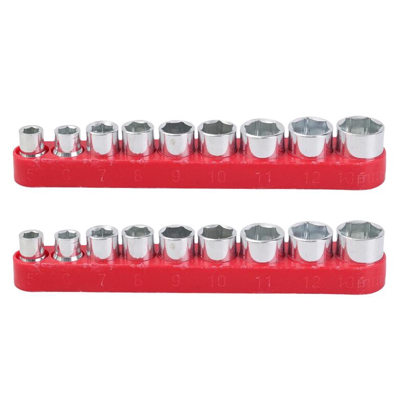 Hexagonal Socket Sleeve Conversion Head Kit 1/4-inch Metric Socket Spanners Nut Removal Wrench Tools 5/6/7/8/9/10/11/12/13mm