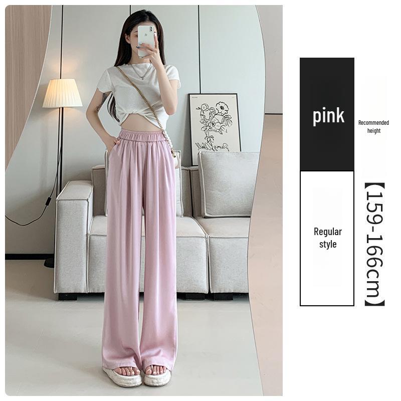 Dámské široké acetátové saténové kalhoty - High-end, ležérní, splývavý styl na léto