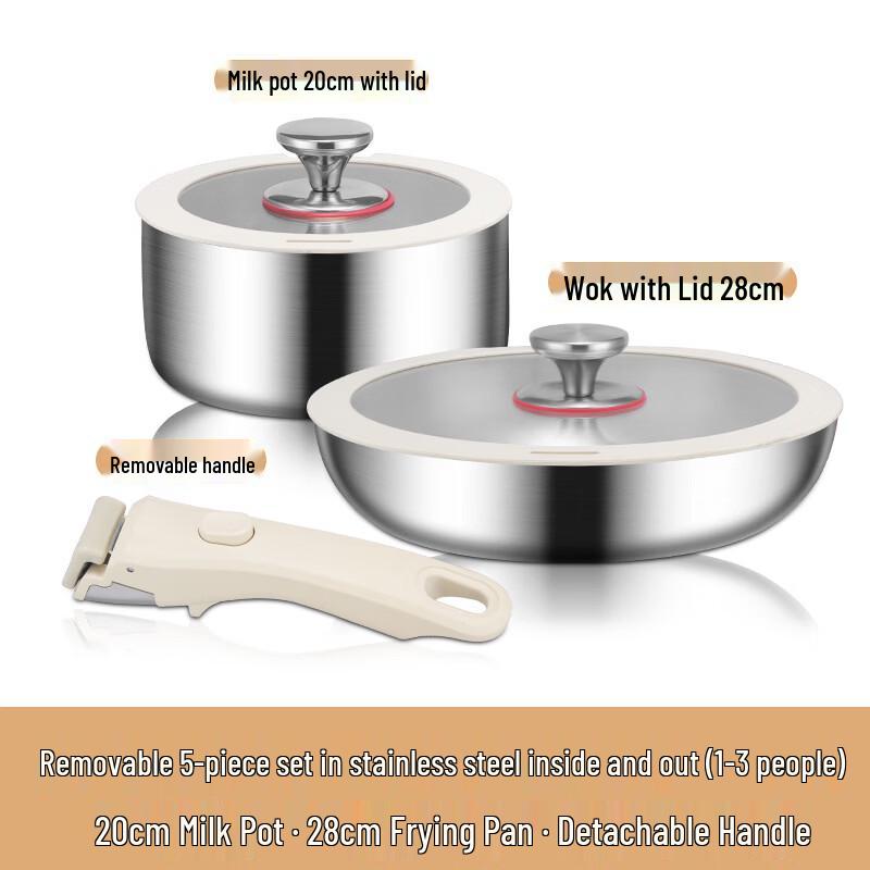 

ZISIZ 5-Piece Detachable Handle Cookware Set
