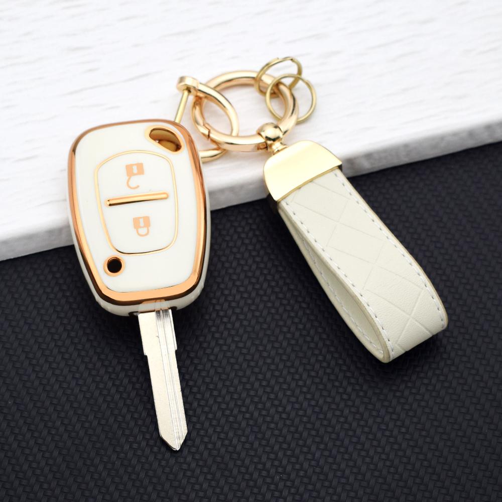 Car Key Case For Renault Kangoo Movano Vauxhall Trafic Opel Vivaro - 2 Buttons TPU Anti-Scratch Protective Cover With Key Chain
