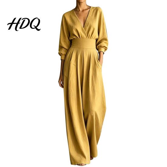 Casual Women Jumpsuit Women s Long Sleeve Jumpsuit Deep V Neck Loose Wide L