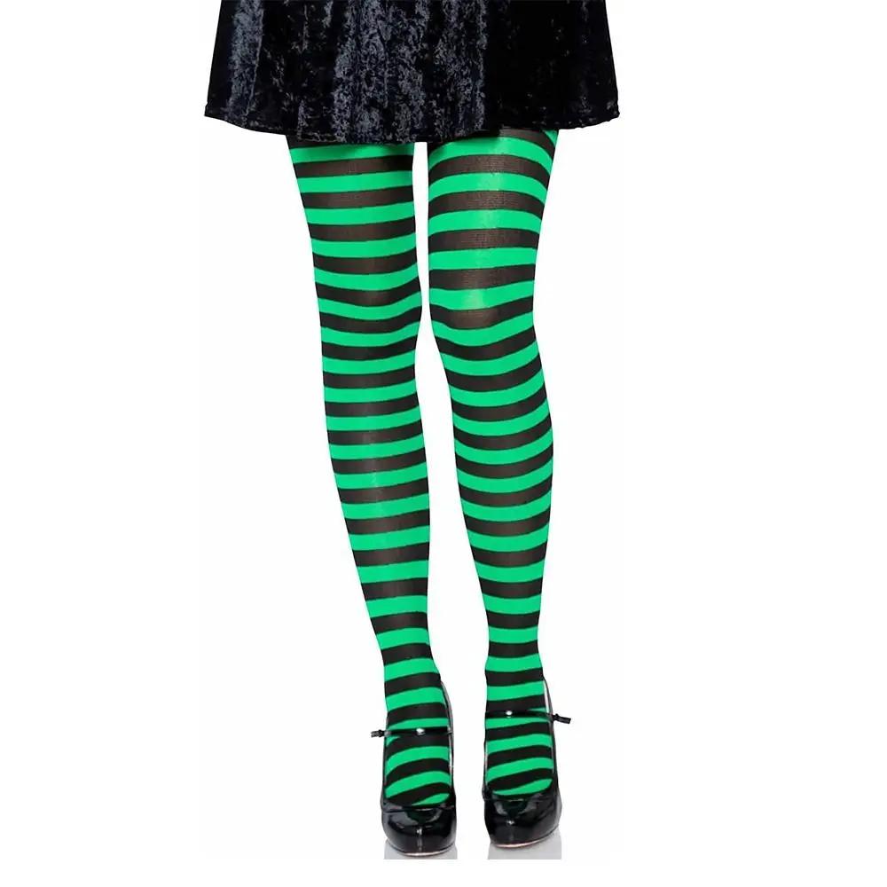 Sweet Striped Pantyhose Cosplay Elastic High Stockings Over Knee Dance Clubwear Stocks Women Girls