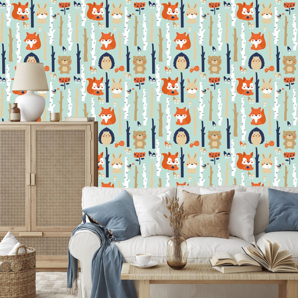 Forest Animals Wallpaper for Living Room and Bedroom 50x1000