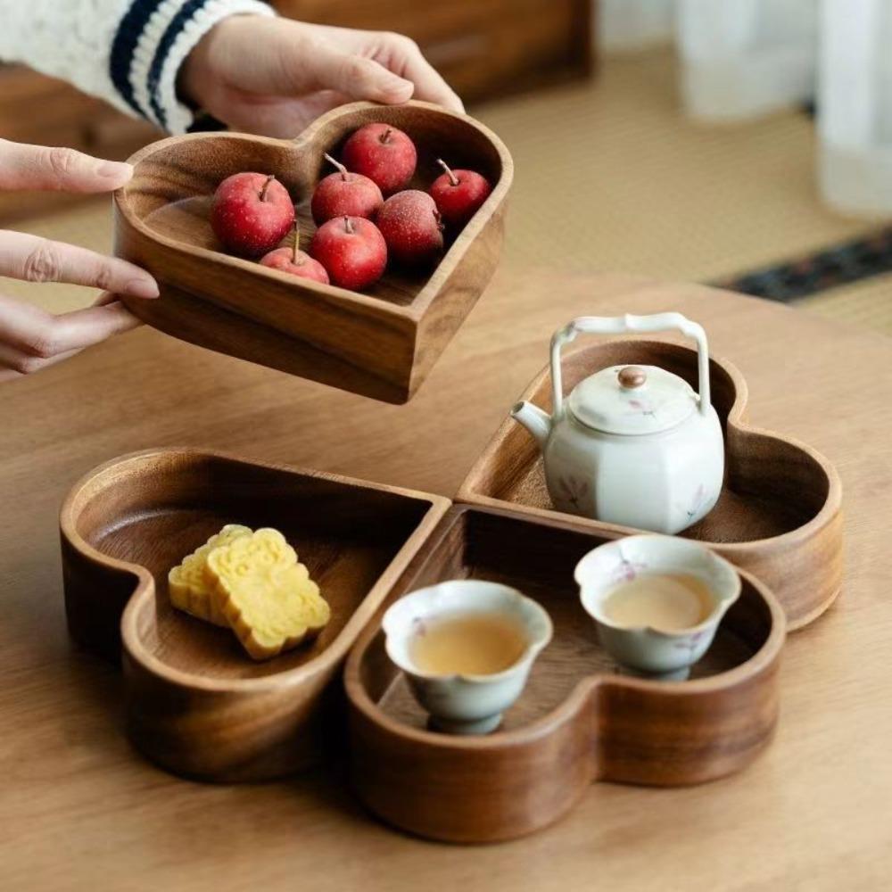Christmas Cutlery Tray, Cute Household Wooden Christmas Tree, Fruit Dish, Cake, Dessert, Partitioned Wooden Plate