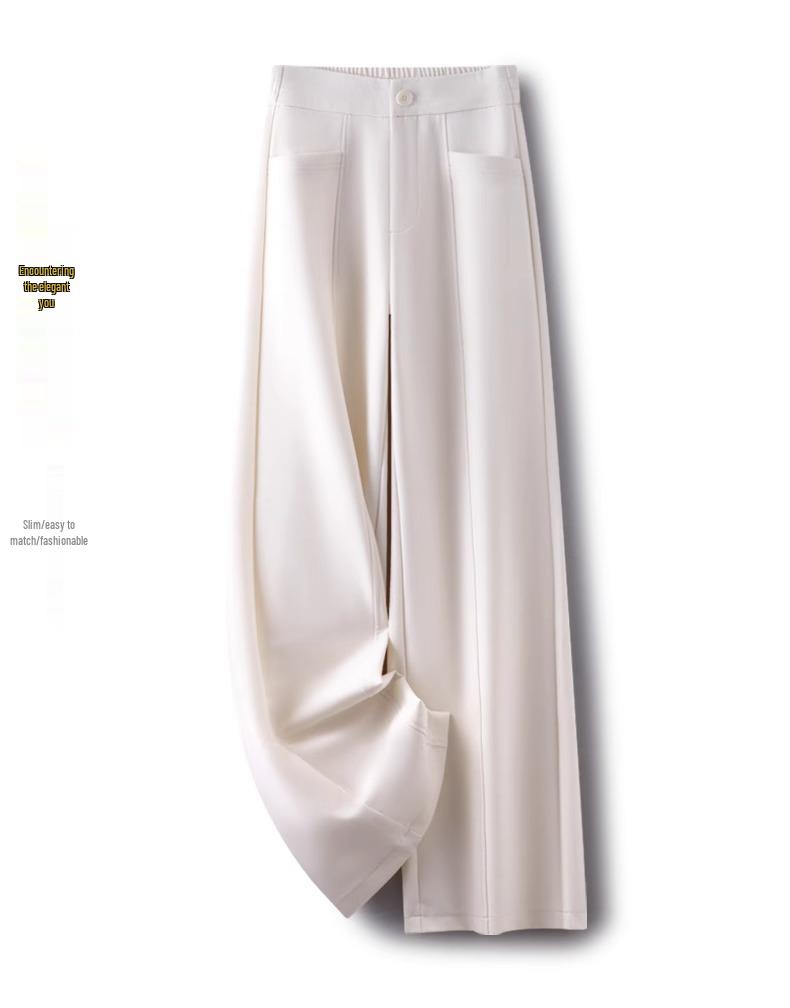 Women's Autumn 2025 Purple High-Waist Wide-Leg Slimming Pants – Loose Drapey Straight-Leg