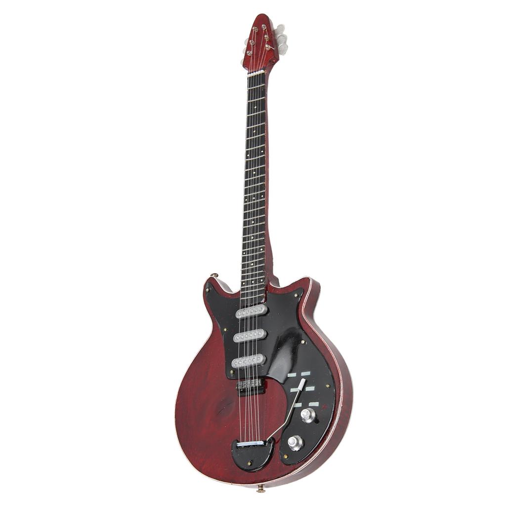 Rötlich-braune Miniatur-E-Gitarren-Replik mit Ständer und Koffer, Musikinstrumentenmodell