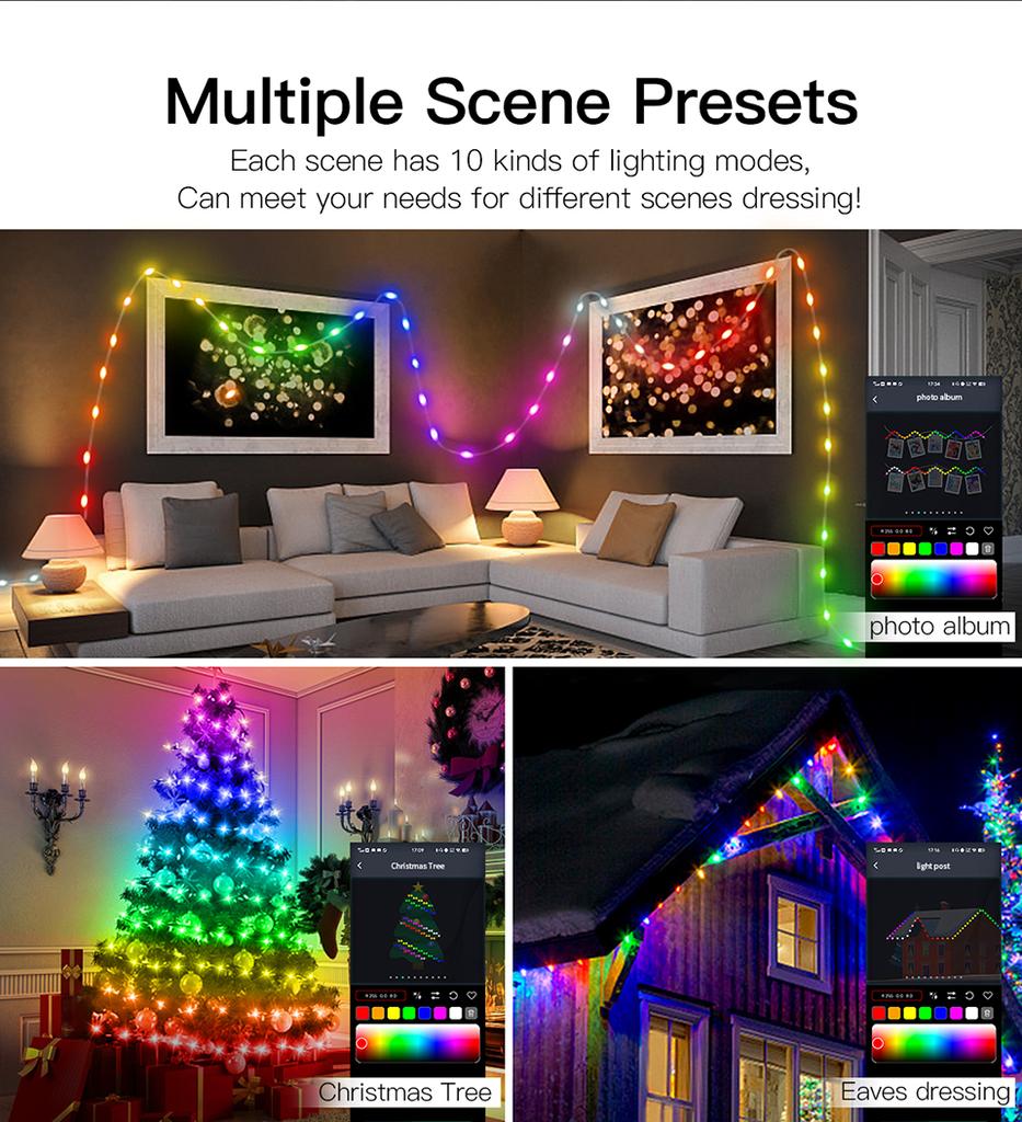 RGBIC USB 5V Christmas Tree LED String Light Bluetooth Music APP Control Fairy Lights Birthday Party Room Decor Garland Light