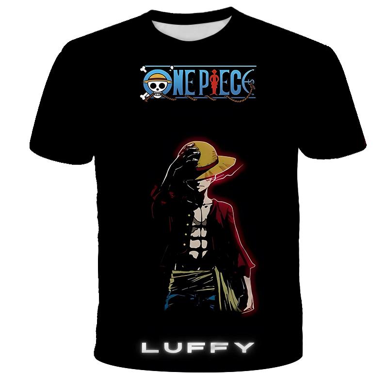 ETST0013 Kinderkleding Jongen Losse Kleding Casual Jongen T-shirt Anime T-shirt Rollenspel Luffy Cartoon Korte Mouw 100