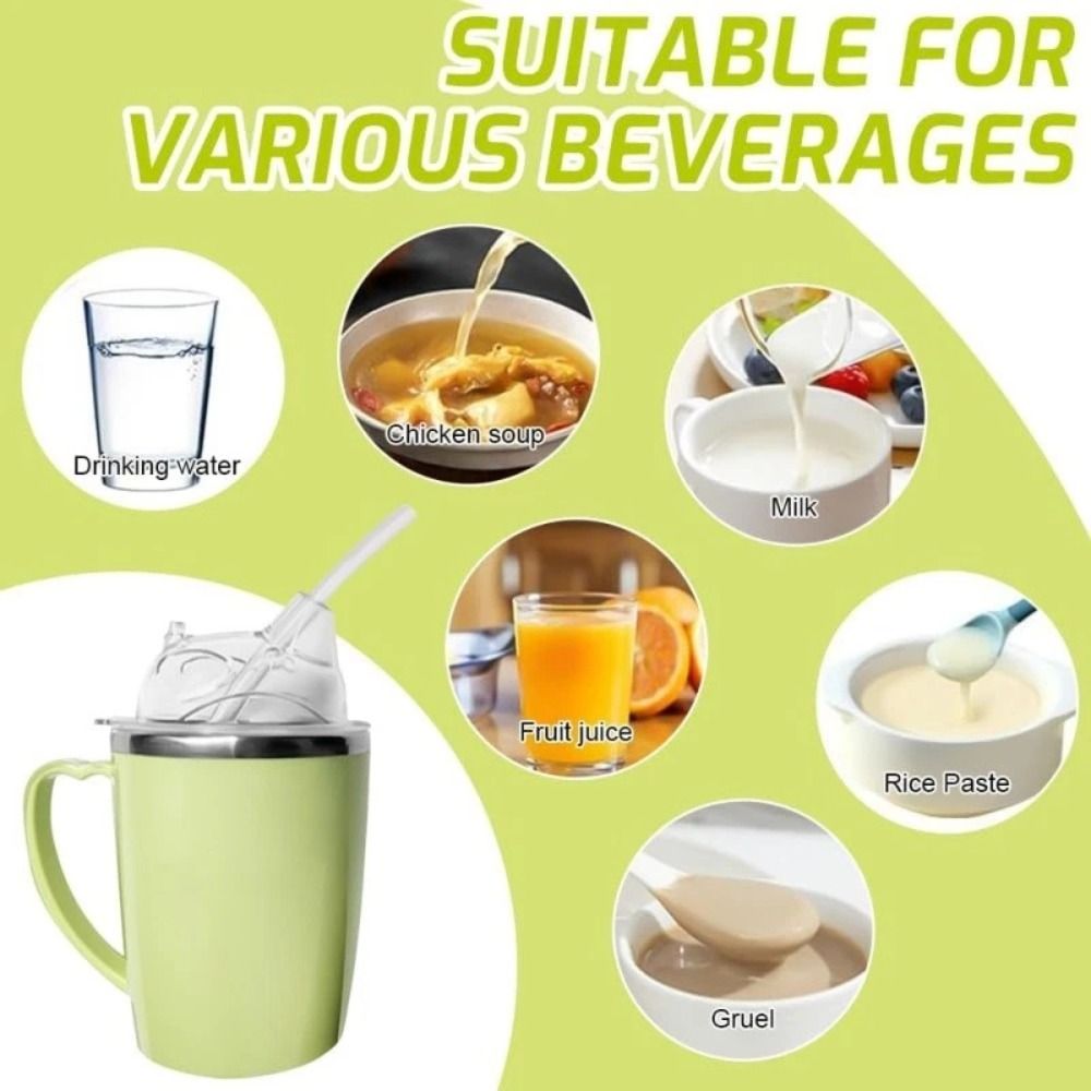 Creative 350ml Drinking Aids Sippy Cup Anti Choke Stainless Steel Straw Cup Easy-Clean Spill Proof Elderly Feeding Cup