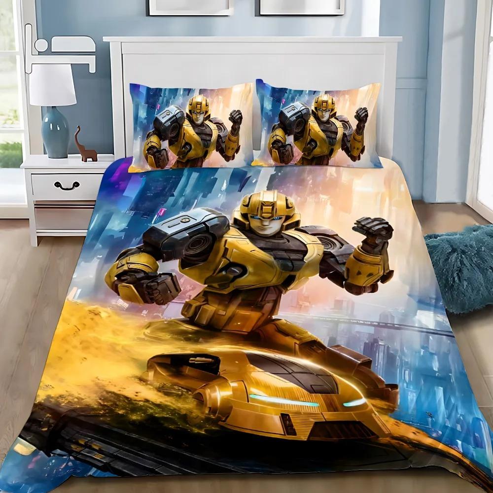Transformers 3D Printed Duvet Case Bumblebee Car Robot Pillowcase Bedding Set Twin Full Queen King Size for Bedroom Decor