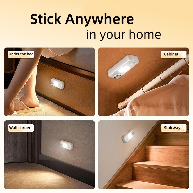 4pcs LED Motion Sensor Lights Rechargeable Cabinet Wireless Energy Saving for Closet Drawer Shelf Under Cabinet Light
