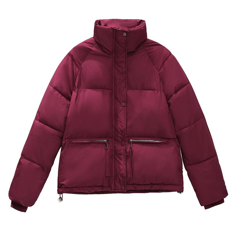 Winter Neueste Kurze Daunen-Baumwollwattierte Jacke Damen Stehkragen Baumwollwattierte Kleidung Lockere Passform Wattierte Brot-Kleidung