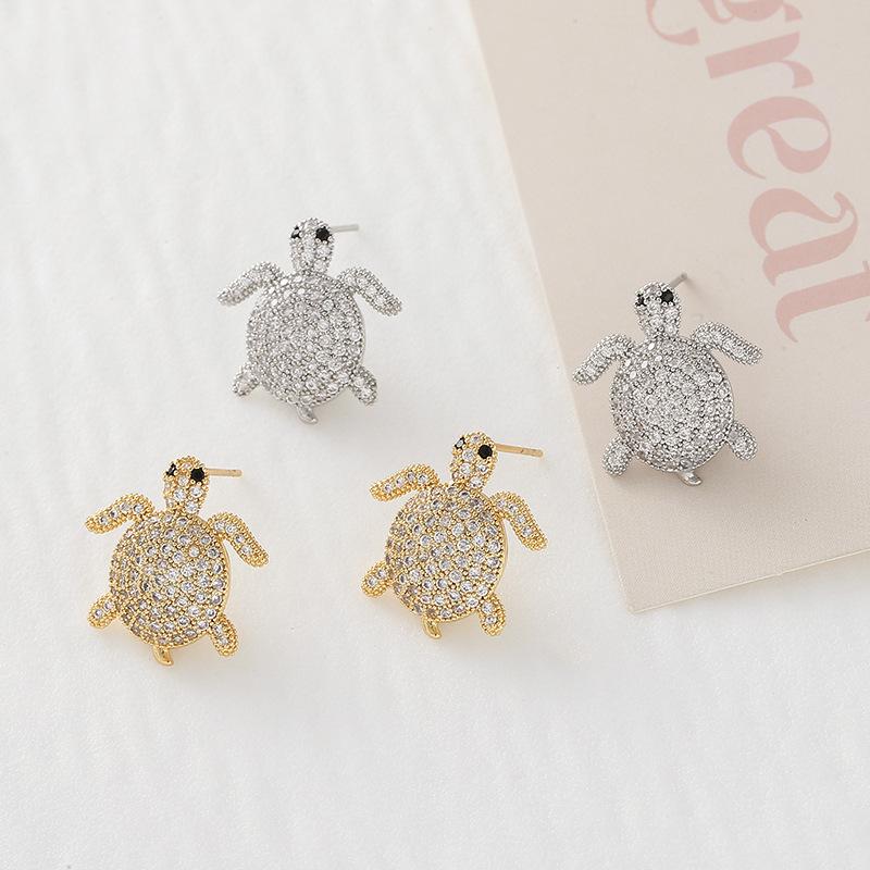 18K Gold Plated Sea Turtle Earrings with Micro-Set Zircon