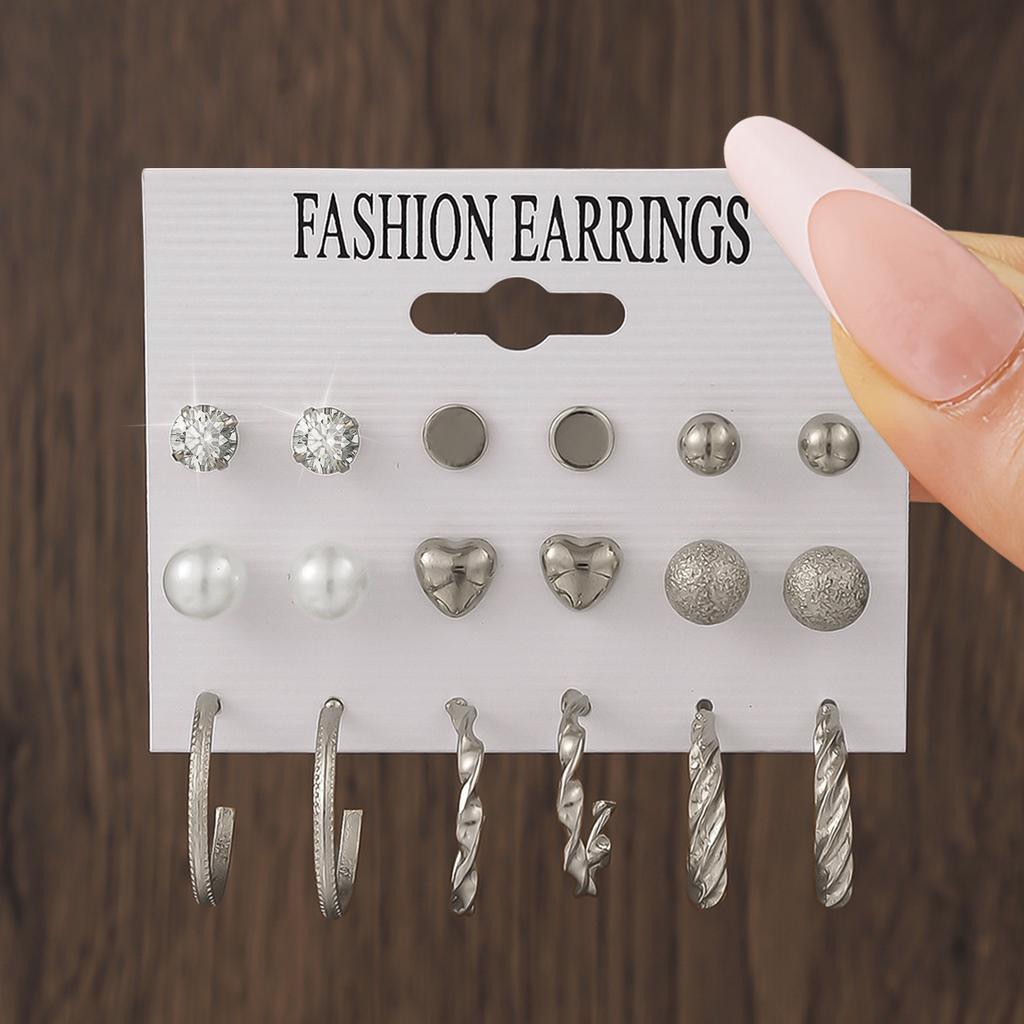 Hot-selling European and American popular jewelry geometric earrings set popular earrings women's ring earrings