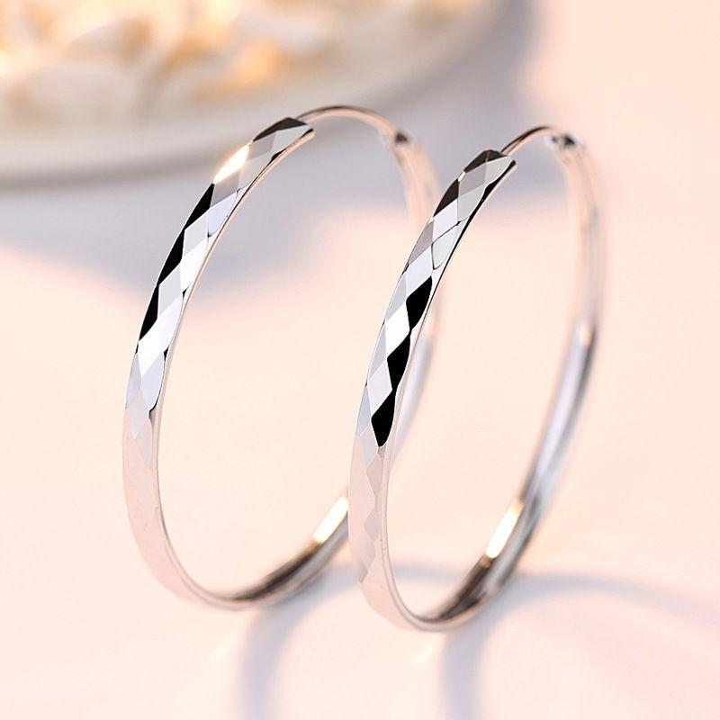 

Senlissi - 925 Silver Hoop Earrings For Women 18K Gold Plated Jewelry Dazzling Women s Hoops Earrings Christmas Gifts 30MM