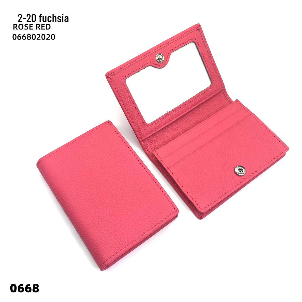 Premium Leather Card Holder: Unisex Cowhide Business Case with Mirror Window, Snap Closure & Coin Purse.