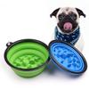 Portable Pet Cat Dog Bowl Silicone Collapsible Slow Feeding Bowl with Hook Foldable Puppy Doggy Water Feeder Cup Solid Color Container