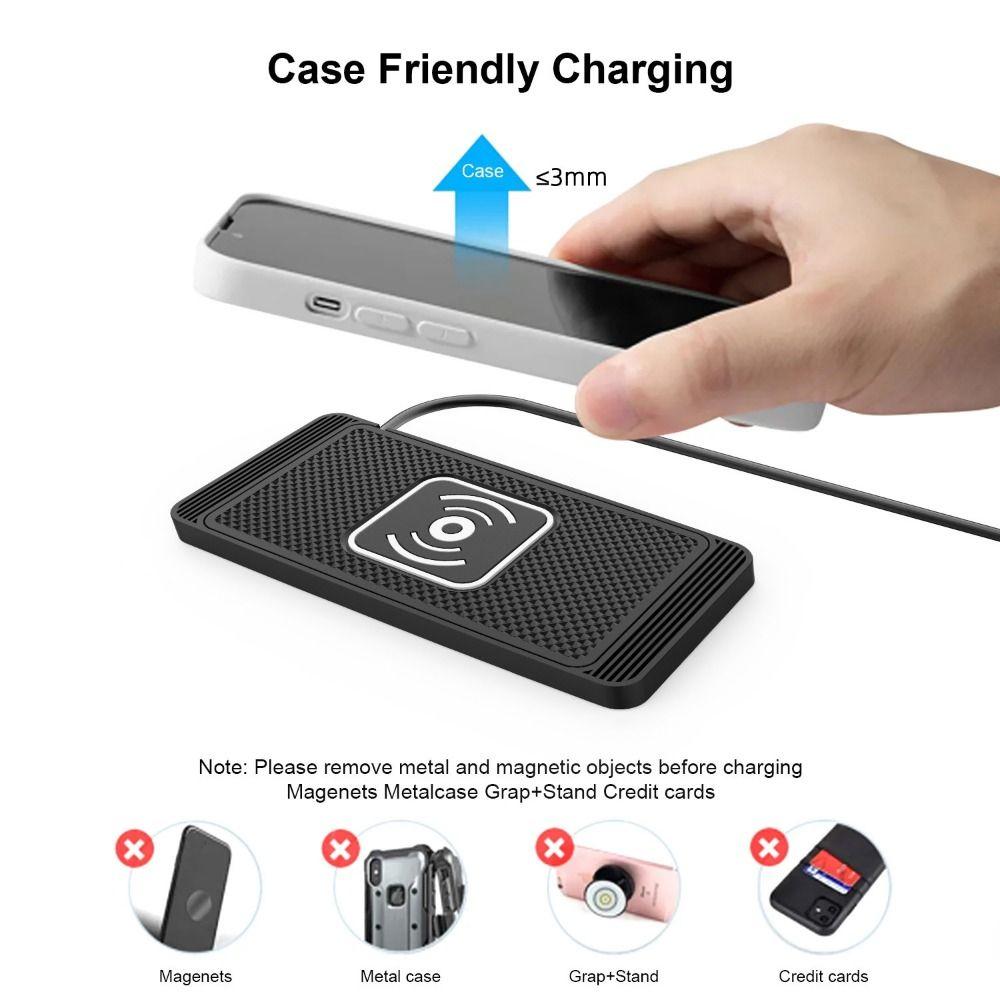 Non-Slip Pad Car Wireless Charger Fast Charging Auto Charging Pad Car Charging Pad  Car Use