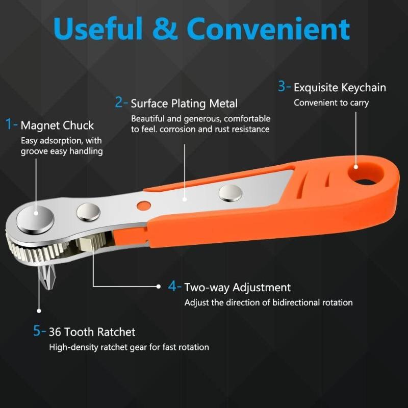 SenNan Hex Ratchet Wrench 1/4" Mini Hex Quick Release Socket Tool Ratchet Repair Spanner Hand Tools Kit Screwdriver Drill Bits