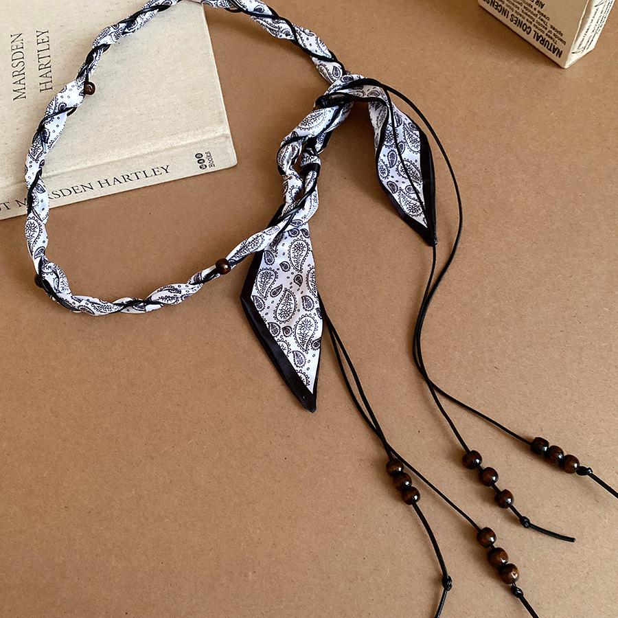 Korean Silk Scarf with Wooden Beads: Trendy, Versatile Waist Chain & Belt for Women