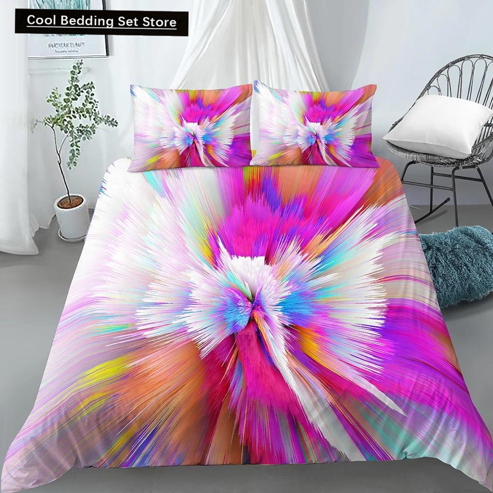 Comforter 3D Tie Dye King Queen Colorful Splash Ink Style Bedding Set For Kids Teens Adults Modern Art Polyester