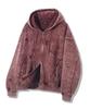 Trillion Oversized Distressed Pigment Zip-Up Hoodie [Red]