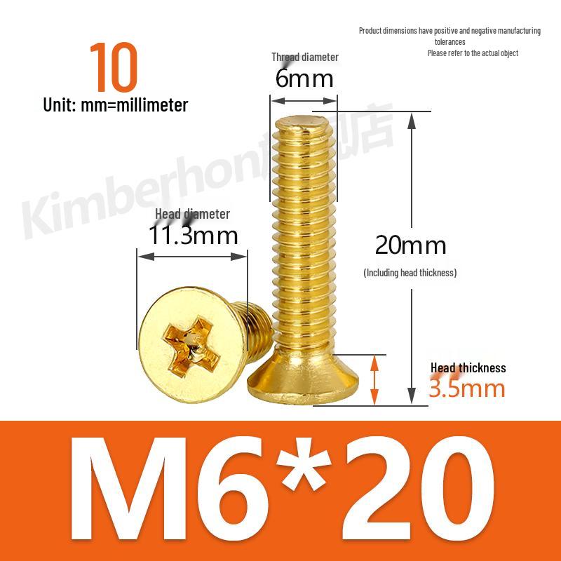 Copper Phillips Countersunk Head Machine Screws, Sizes M2–M4, Lengths 6/8/10/12mm