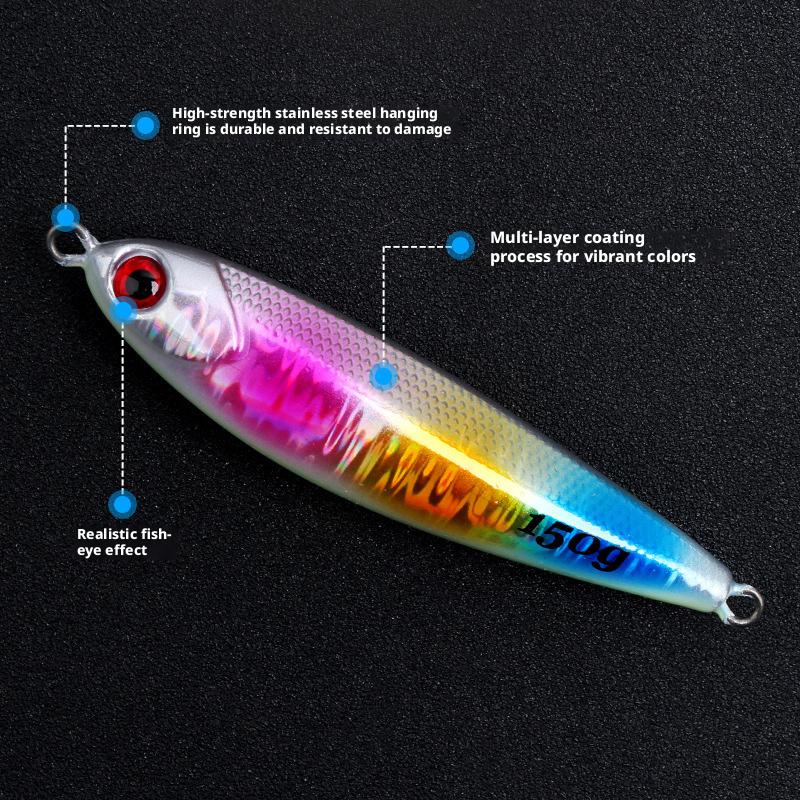 Iron Plate Lead Fish Sinker Jigging Lure with Night Glow for Sea Bass Salmon & Catfish-Freshwater & Saltwater Use