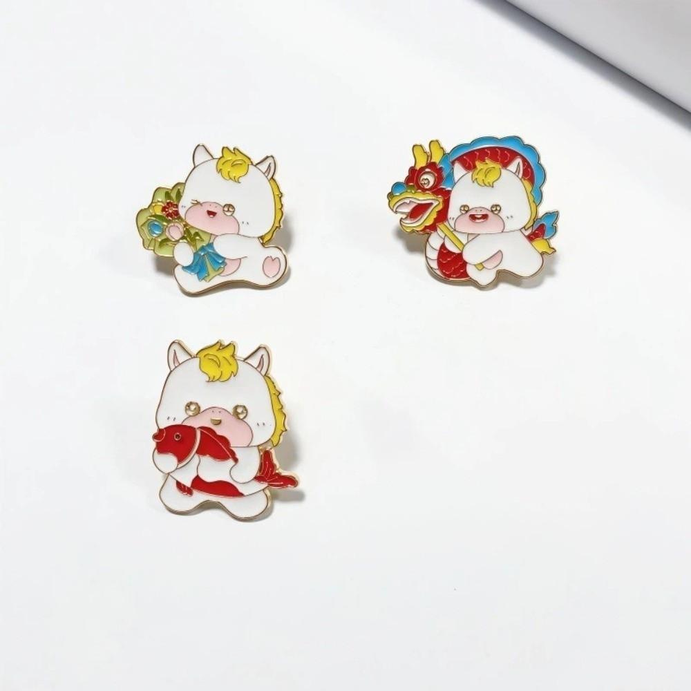 Creative Cartoon Zodiac Horse Brooch Chinese Style Zinc Alloy New Year Lapel Pins Lucky Unisex Metal Steed Brooch New Year Gift