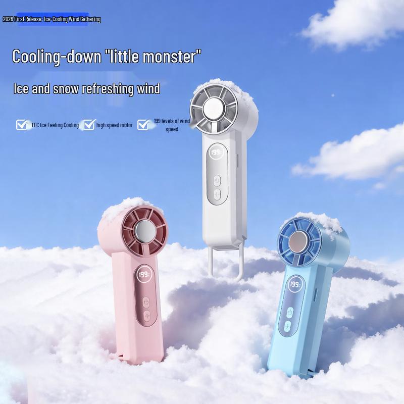 Y52 Portable USB Handheld Cooling Fan with Digital Display and Ice Compress