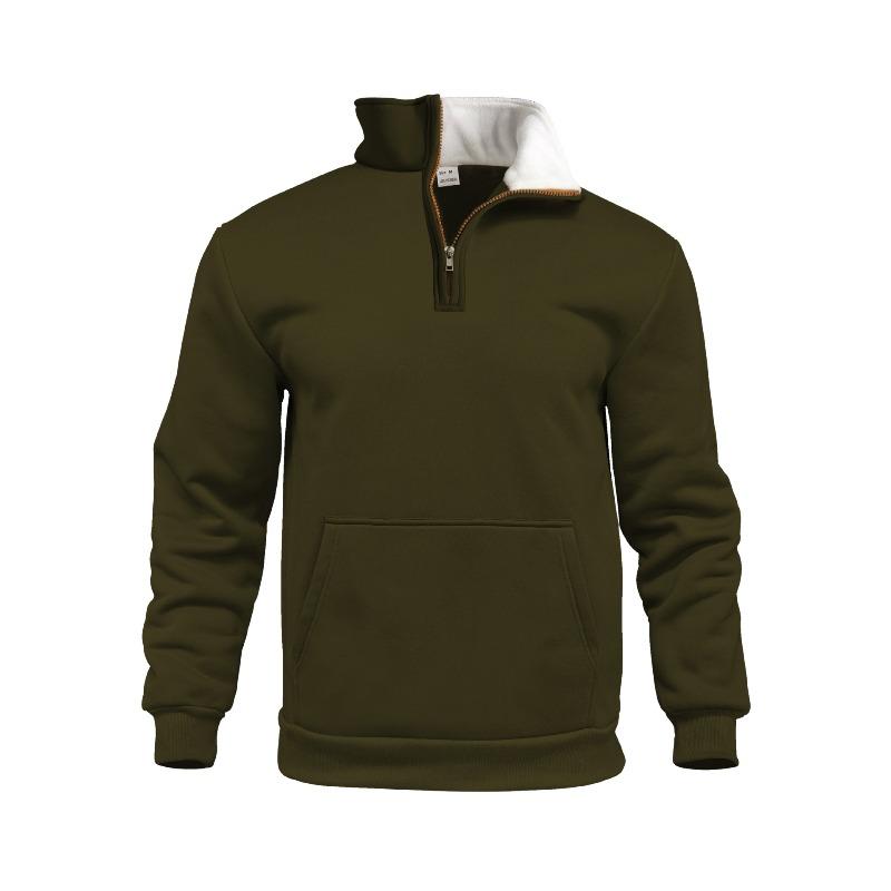 

Men s Waffle Autumn Casual Outdoor Turtleneck Half Zip Pocket Pullover Long Sleeve Sweater XXXL армія зелений колір