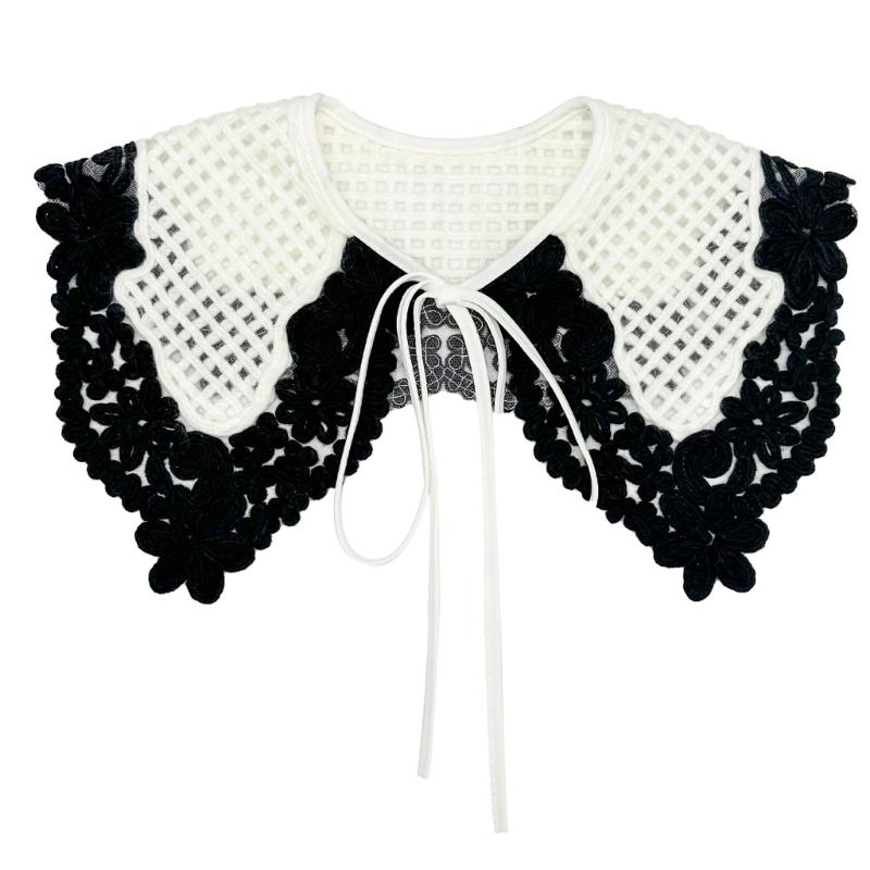 

Lace Floral Girls Sweater Lapel Accessiory Knitted Collar Flower Ancient Art Traditional Lace Shawl Collar Lapel 1 белый