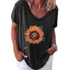 Womens Casual V Neck T-shirt Short Sleeve Letter Print Blouse Tops