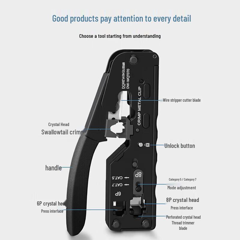 Dá érwěn Professional Cat 7 Network Cable Crimper Kit