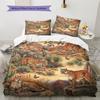 Retro Ölgemälde Tiere Muster Bettwäsche, Steppbett Set Bettbezug Kissenbezug Zuhause Geburtstagsgeschenk (1 Bettbezug + 2 Kissenbezüge, ohne Füllung)