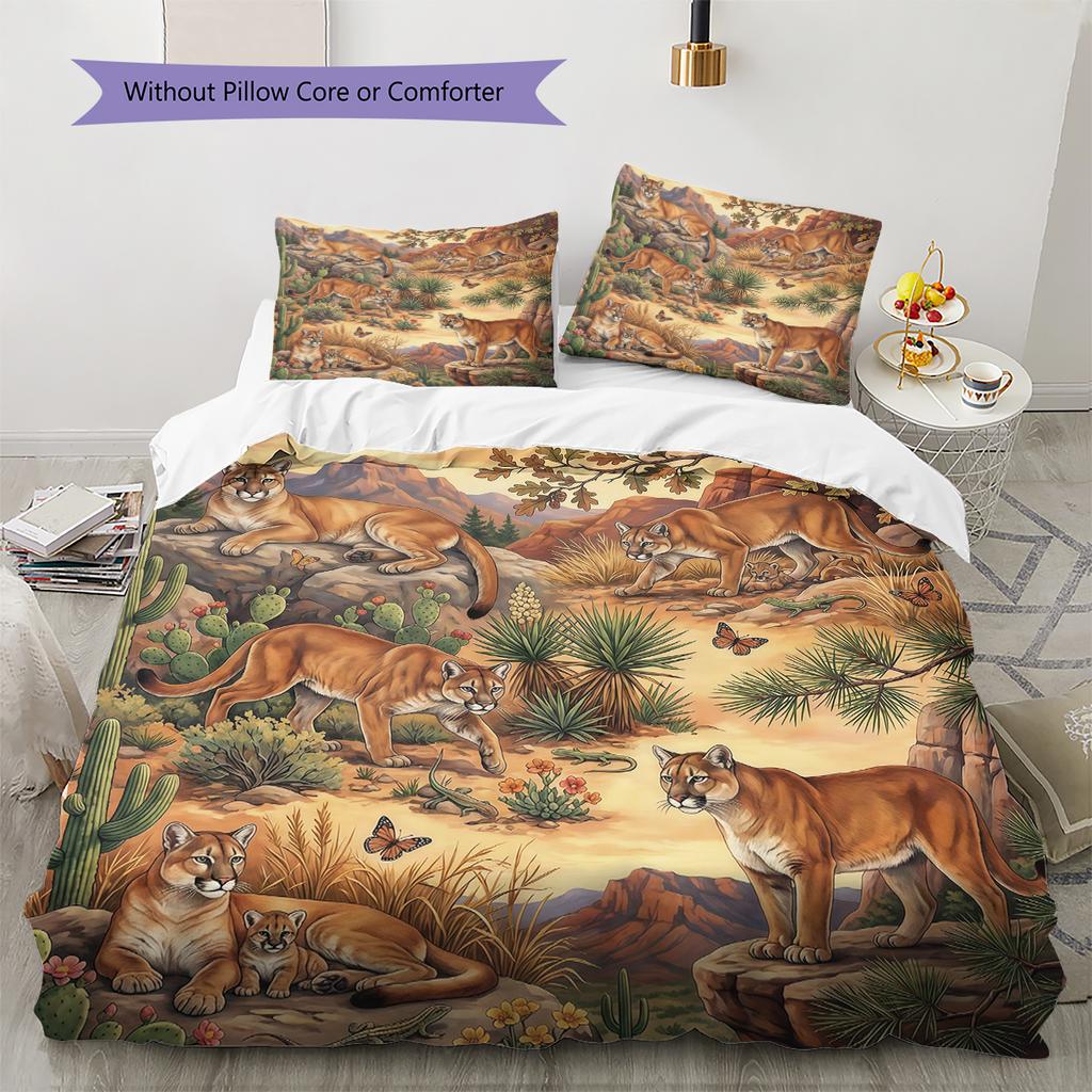 Retro Ölgemälde Tiere Muster Bettwäsche, Steppbett Set Bettbezug Kissenbezug Zuhause Geburtstagsgeschenk (1 Bettbezug + 2 Kissenbezüge, ohne Füllung)