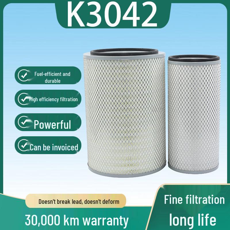 K3042 Air Filter for Dongfeng Jinlong, Yutong, Neoplan Buses - AF26615/AF26616 Compatibility