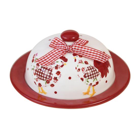 Keramikschale Teller Tasse Set Rote Blume Bräter Keksglas Hühnerförmige Keksdose für Gewürze Zucker Snacks Bauernhaus Dekor Ostergeschenk