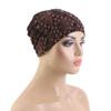 Stretch Fabric Sleep Beanie Cap Glitter Floral Print Hair Care Cap Hijab Inner Undercap  Sleep Use