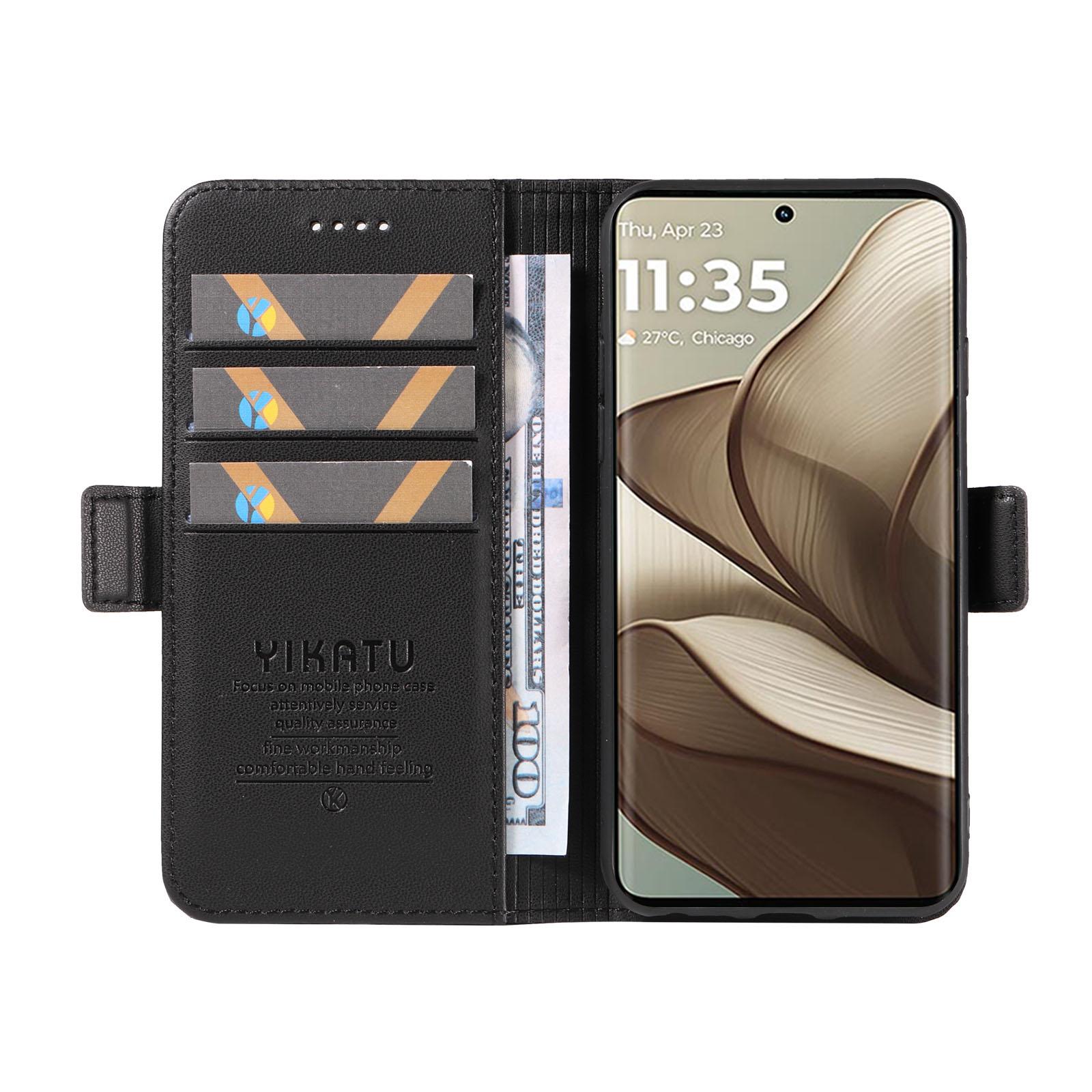 

YIKATU YK-003 For Motorola Edge 50 5G Case Wallet Stand Leather Phone Cover Side Buckle Black