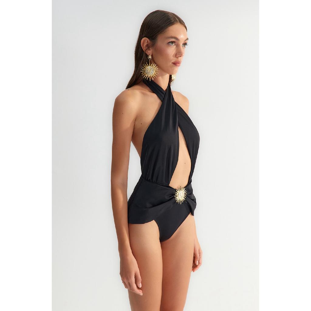 X Zeynep Tosun Black Sun Accessory Detailed Swimsuit Tclss23ma00001